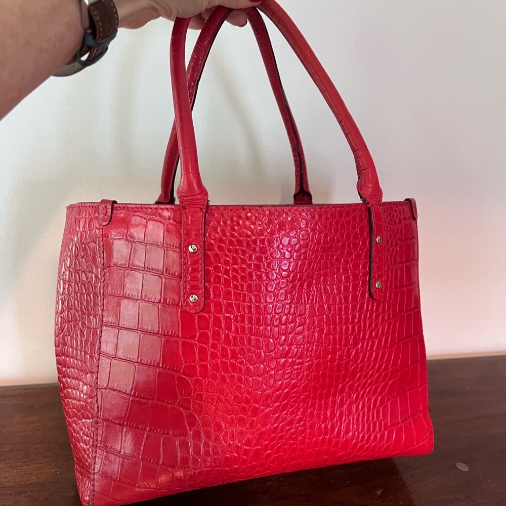 Kate Spade Red Textured Leather Tote